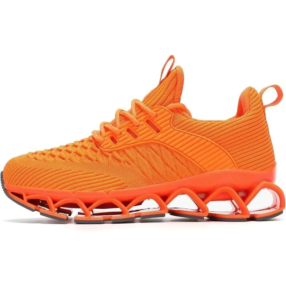 Women Orange Slip-On Walking Running Shoes Blade Sneakers Non-Slip Comfort